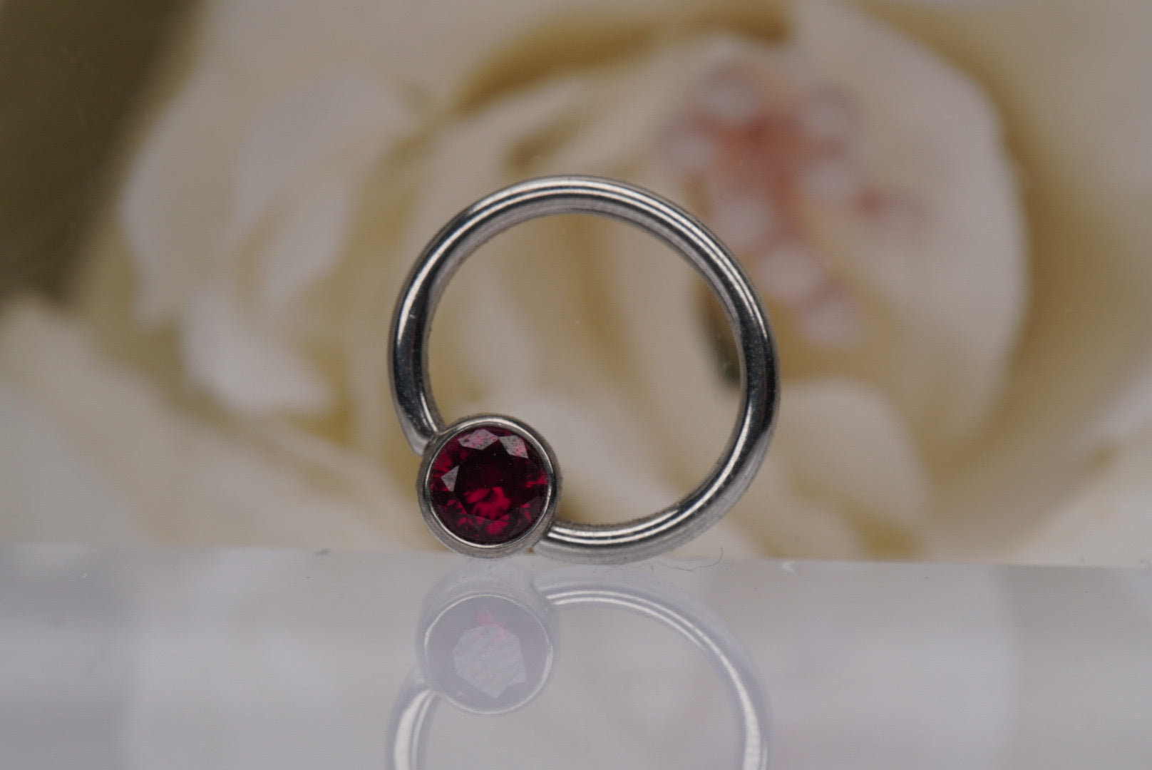 Captive Bead with Ruby Red Crystal