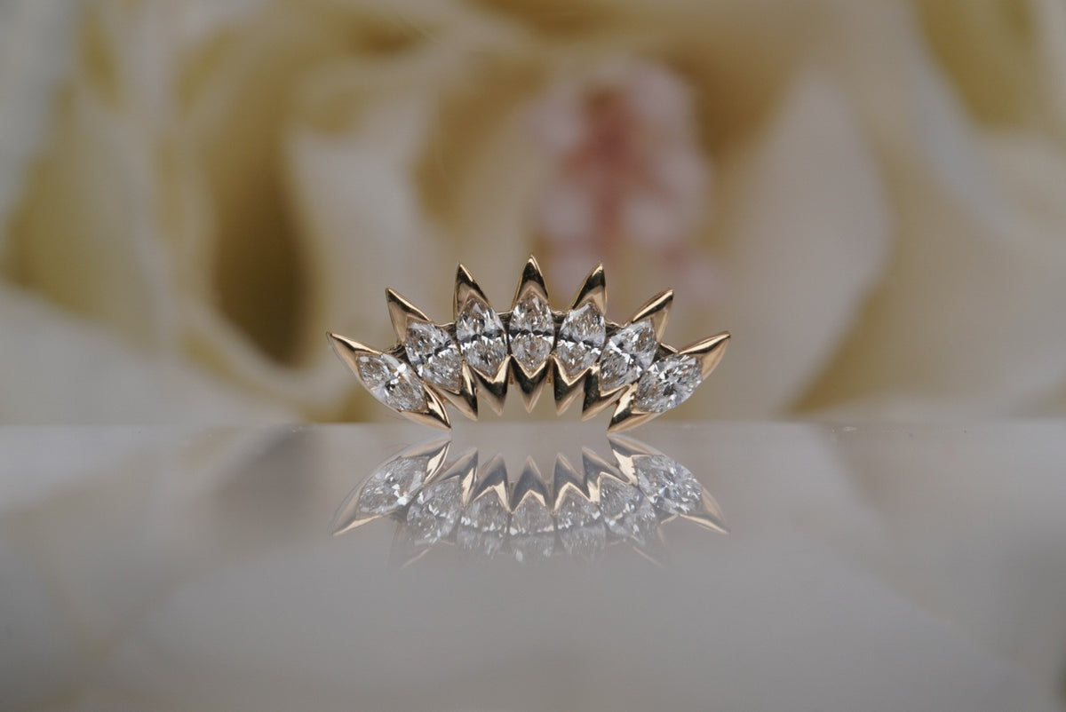 Tether 14k 13mm x 5.8mm diameter "Muse" genuine diamond marquis Threadless Yellow gold white gold rose gold