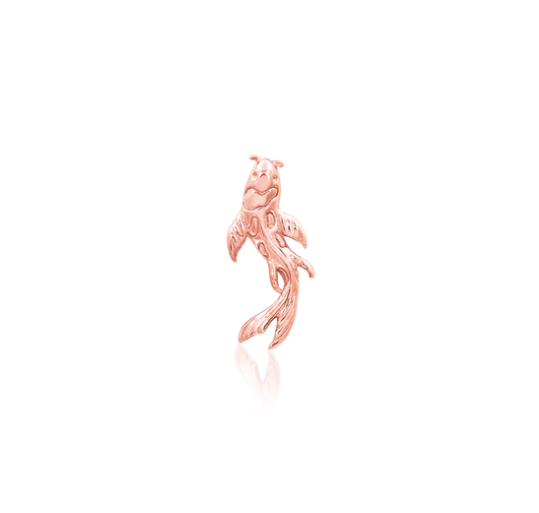 Junipurr 14k gold 3x8mm "Koi" fish in rose gold, stock image, right orientation
