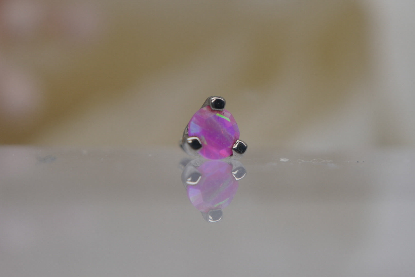 2.5mm Magenta Opal Faceted Prong- 16/18g