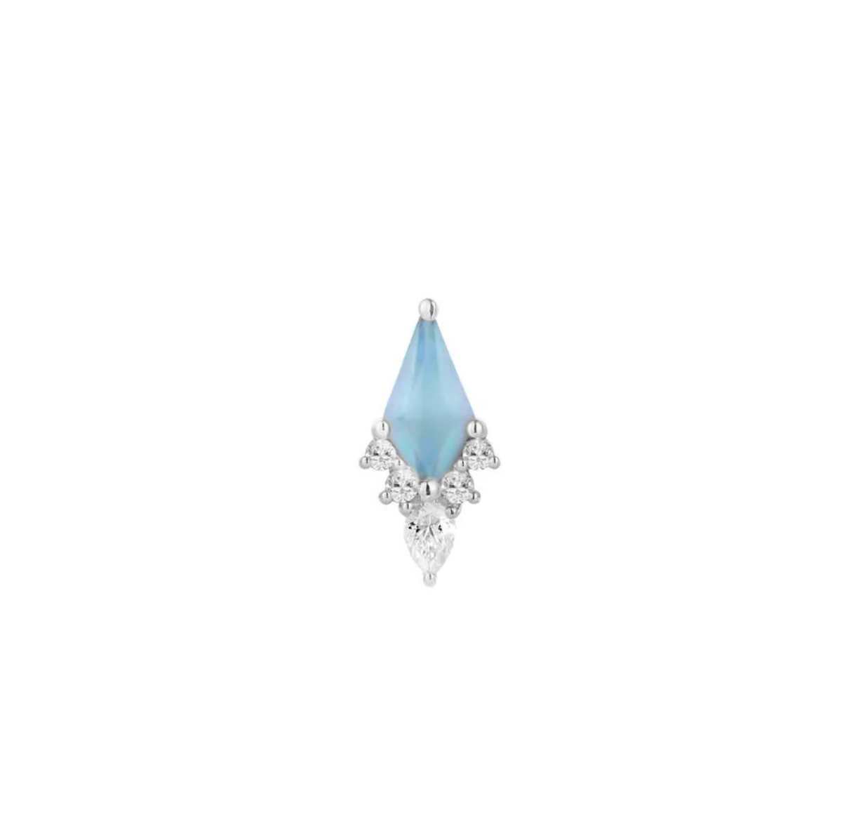 Stock image of the white gold Afterglow Swiss blue topaz threadless end.