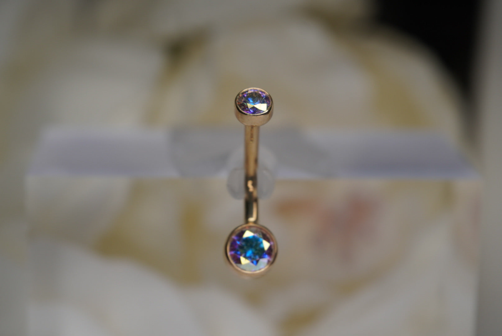 Aurora Borealis Bezel Navel in Yellow Gold