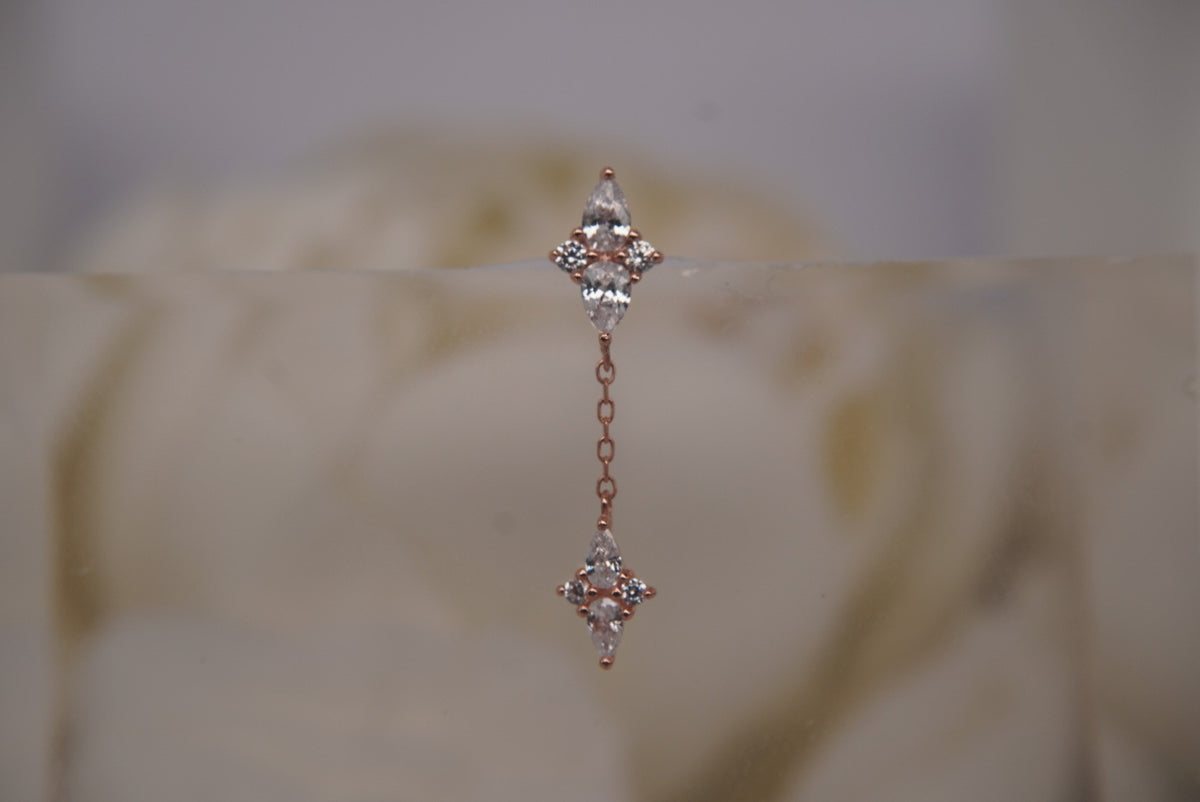 Buddha Jewelry Organics 14k 4.5x20.5mm "Ethereal Remix" with Crystals THREADLESS in yellow white and rose gold