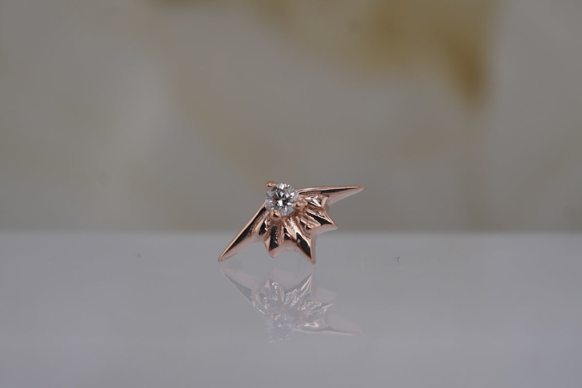 14k Gold 8x4.5mm "Skye" with 14k Gold 8x4.5mm "Skye" with a Genuine 1.25mm White Diamond THREADLESS rose gold