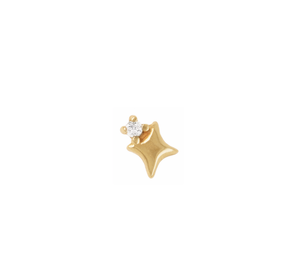 Buddha Jewelry Organics 14k 3.4mm x 2.4mm "Star Stuff" THREADLESS with GENUINE Diamonds in yellow gold stock image