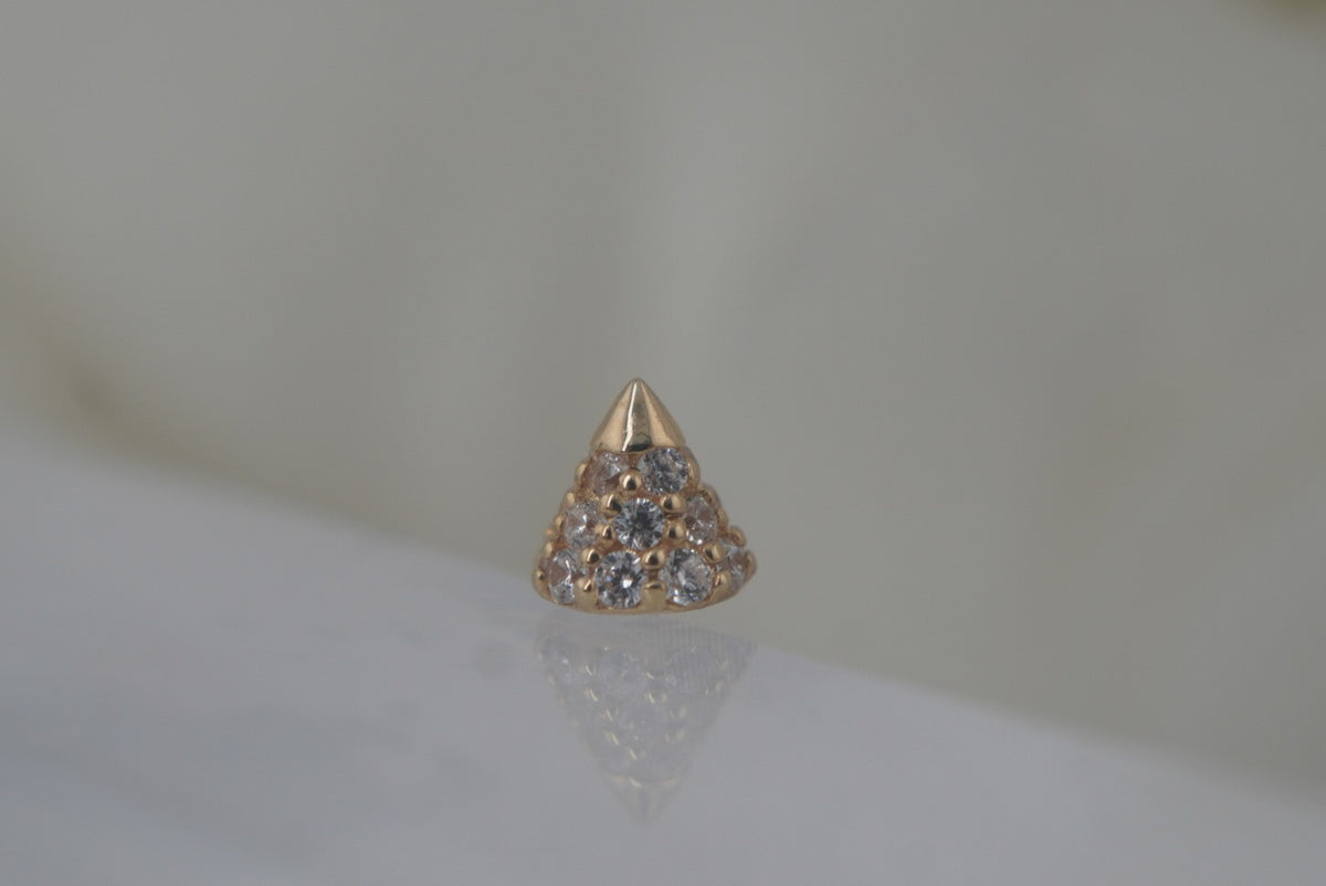 Buddha Jewelry 14k Gold "Maximalist" with crystals in THREADLESS Yellow gold