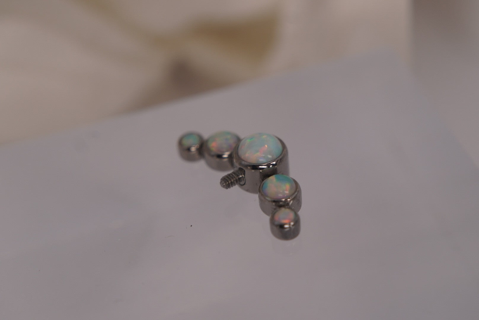 Prium Nipple Barbell Ends in White Opal