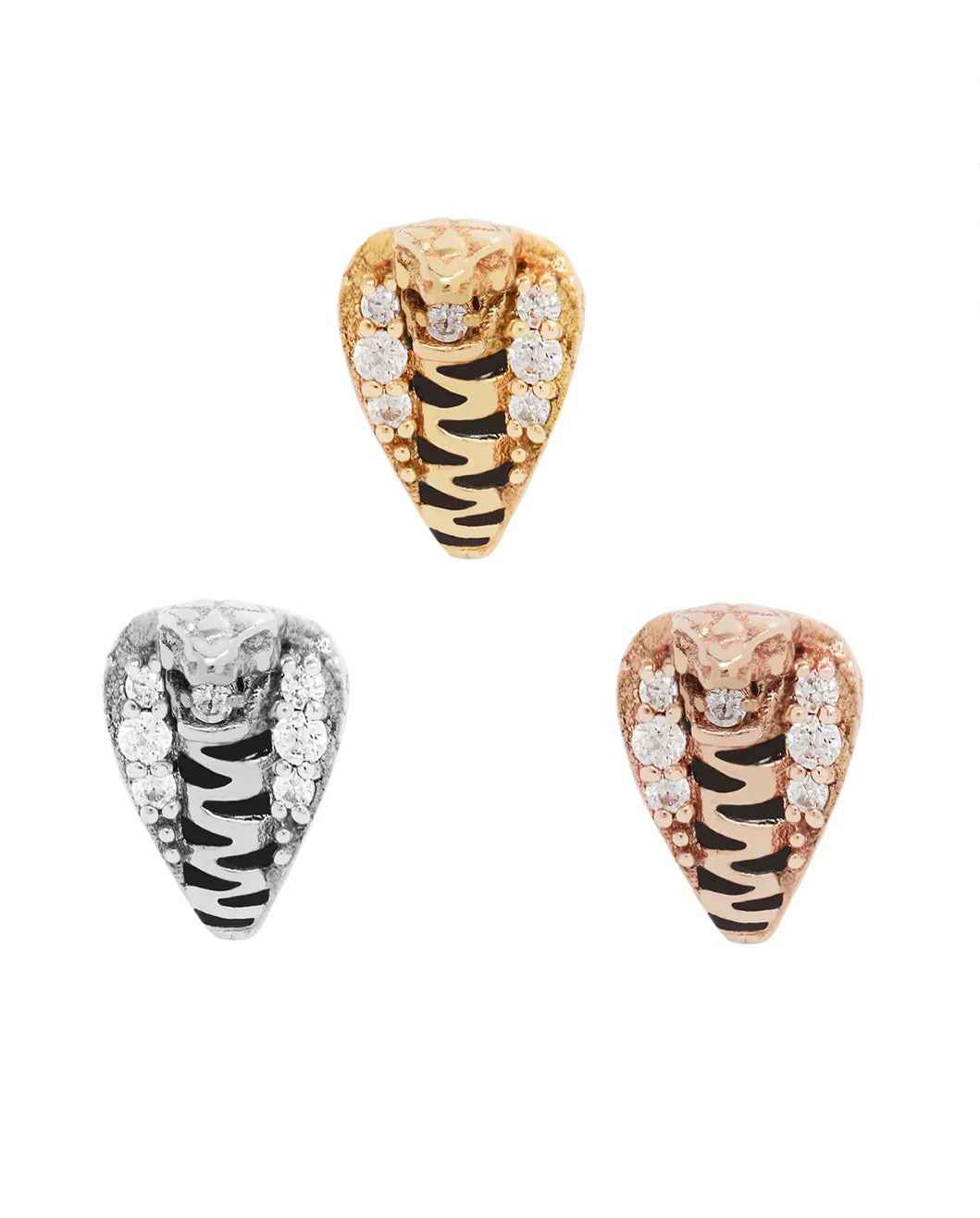 Buddha Jewelry Organics 14k 7x5.5mm "Savage" with Crystals THREADLESS in yellow white and rose gold stock image