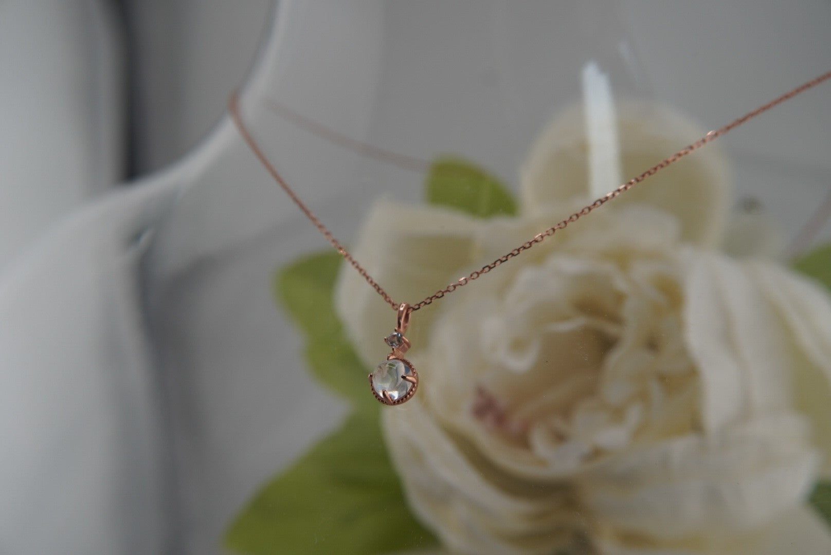 Manifest Necklace with Rainbow Moonstone and White Topaz