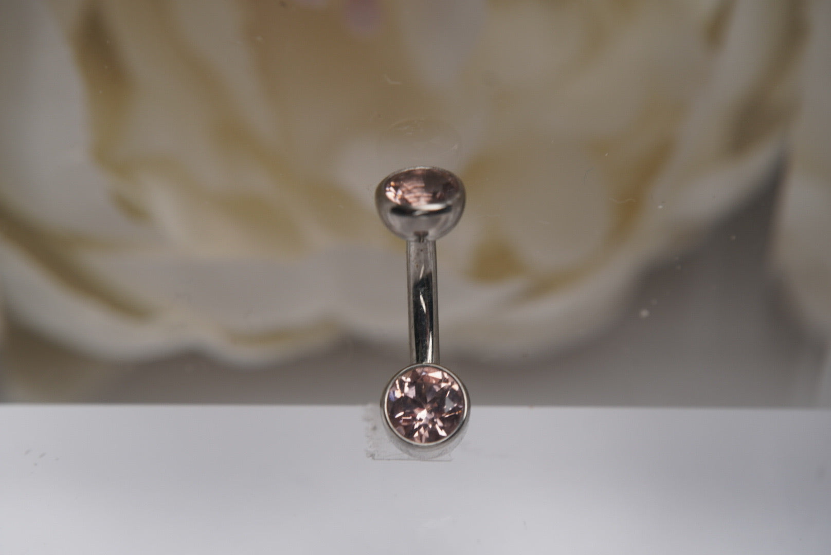 Dusty Morganite Crystal Navel in a Bezel Setting (4mm/4mm)