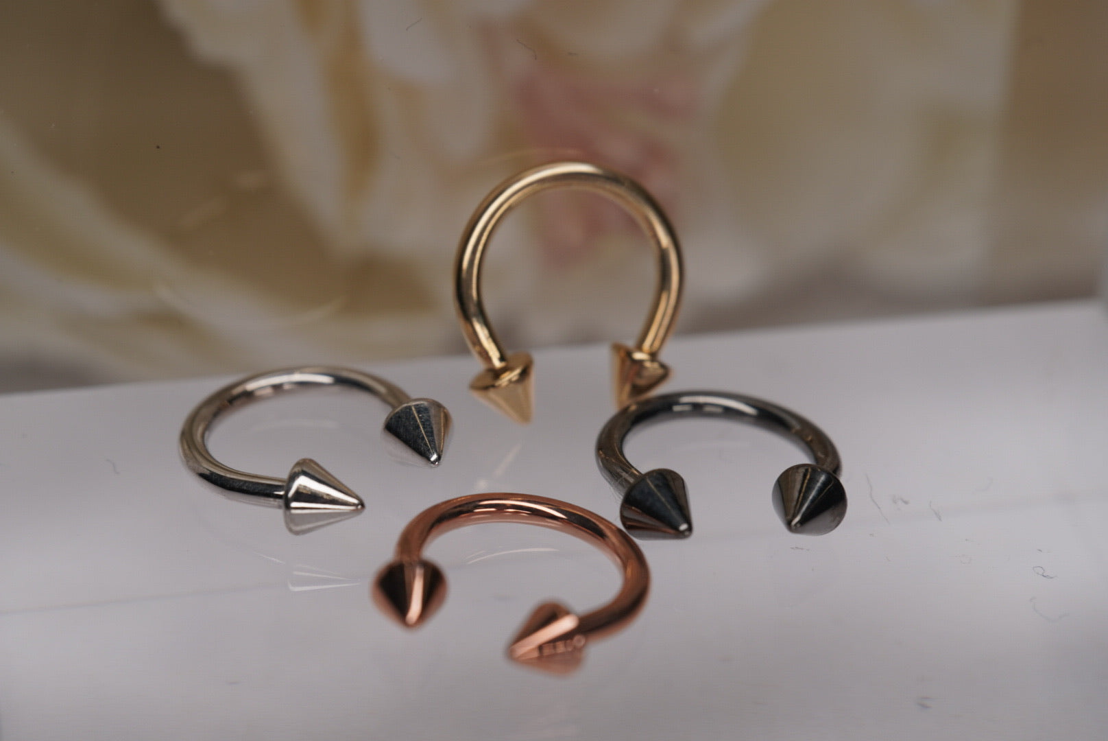 14g Circular Barbell in Gold with Spikes