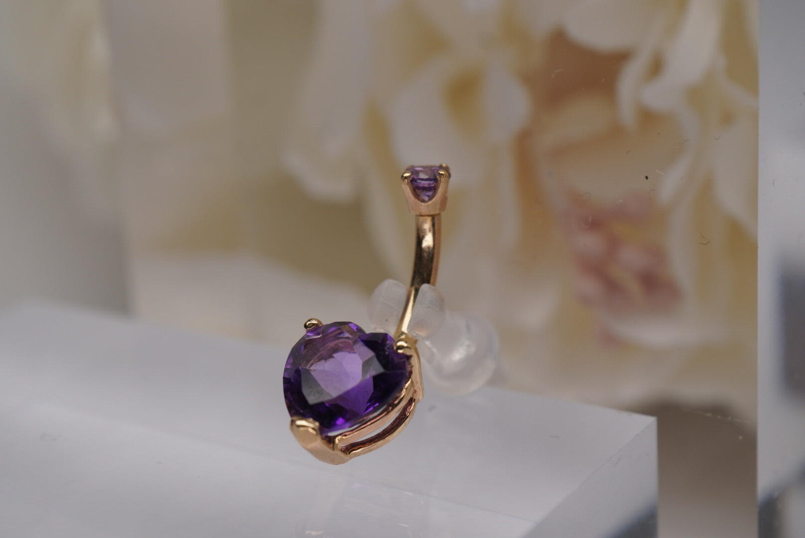 Heart Purple Swarovski Crystal in Yellow Gold Navel