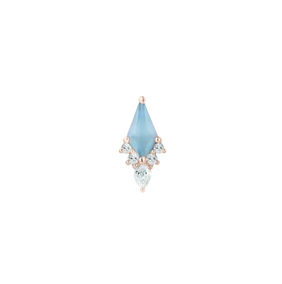 Stock image of the rose gold Afterglow Swiss blue topaz threadless end.