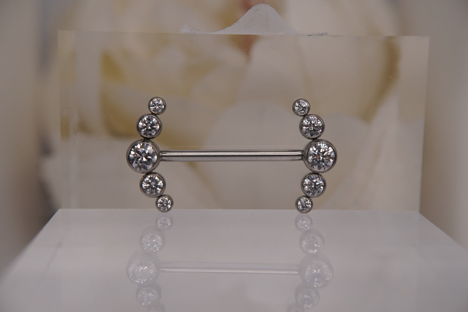 Prium Nipple Barbell Ends with White Crystals