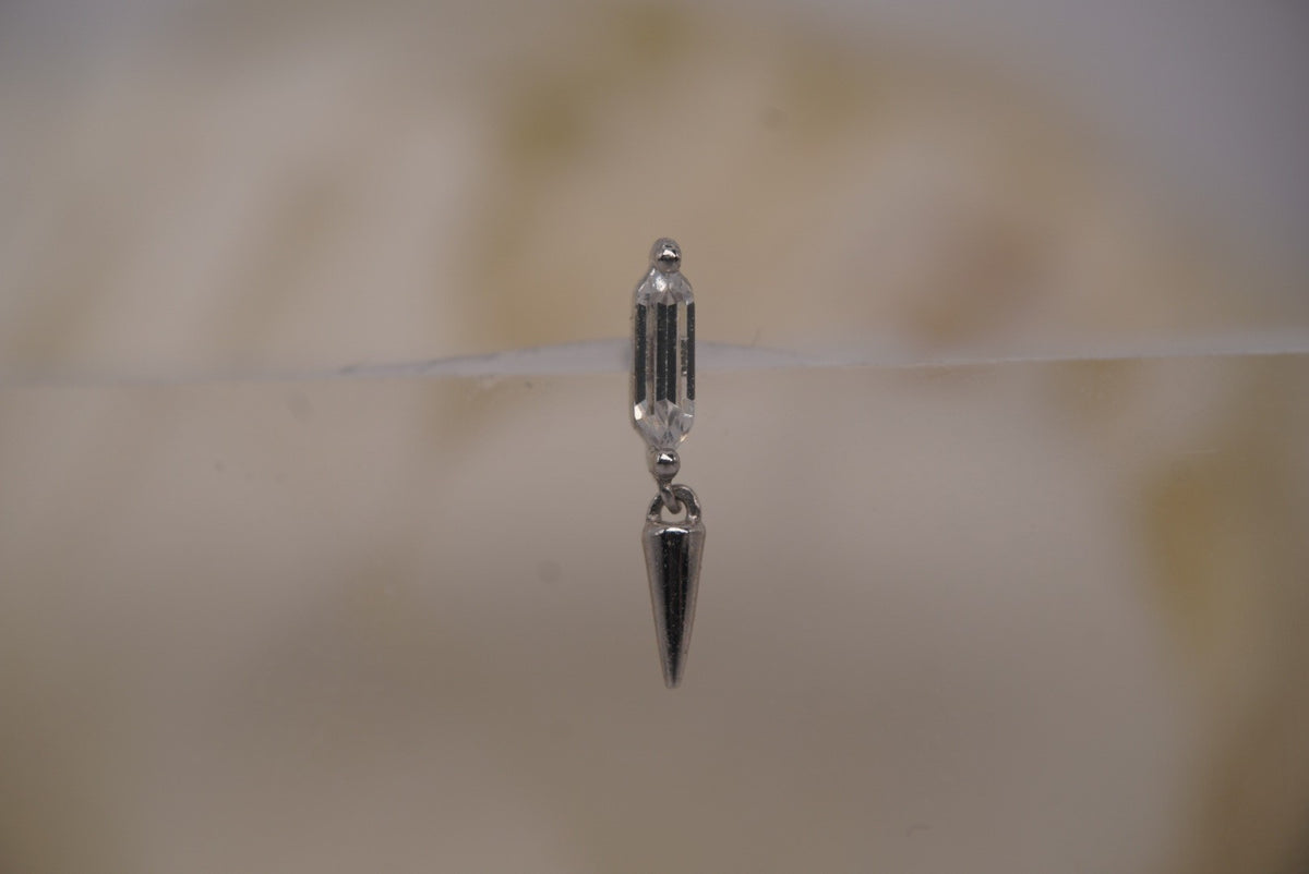 Buddha Jewelry Organics 14k12x1.5mm "Musea" THREADLESS with Crystals in white gold