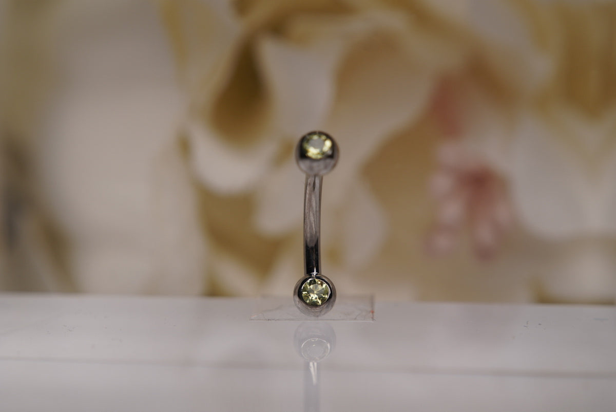 2-Gem Curved Barbell in Various Colors