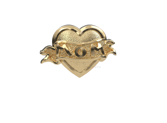 Mom Heart in Yellow Gold