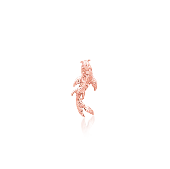 Junipurr 14k gold 3x8mm "Koi" fish in rose gold, stock image, left orientation