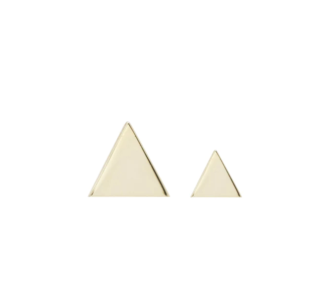 Buddha Jewelry 14k Gold "Triangle" threadless in yellow gold stock image