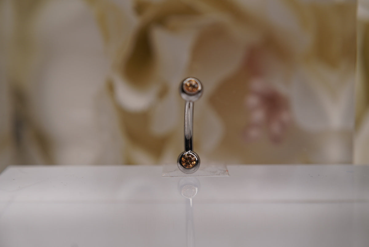 2-Gem Curved Barbell in Various Colors