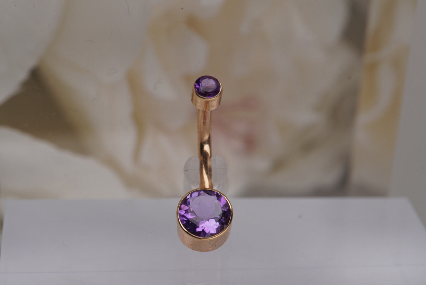 Purple Crystal in Yellow Gold Navel