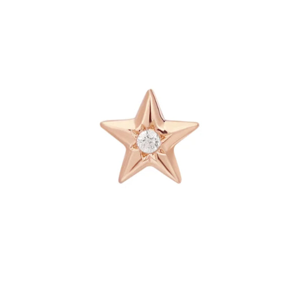 Buddha Jewelry Organics 14k 4x4mm "Starstruck" THREADLESS with a Crystal stock image rose gold