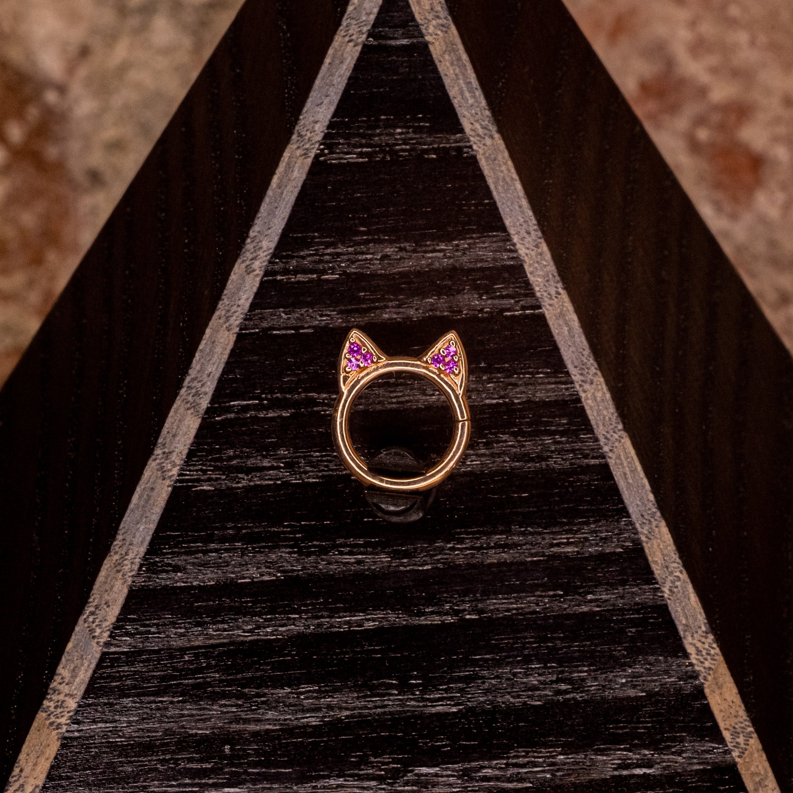 Meow Ring in Rose Gold with Pink Crystals