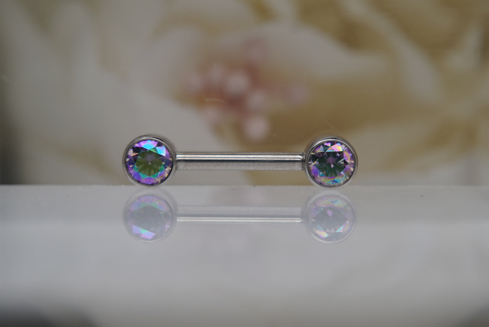 Paradise Shine Crystal Bezel Nipple Barbell in 14g
