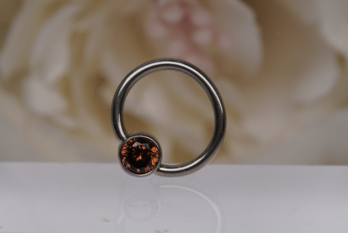 Captive Bead with Brown Crystal