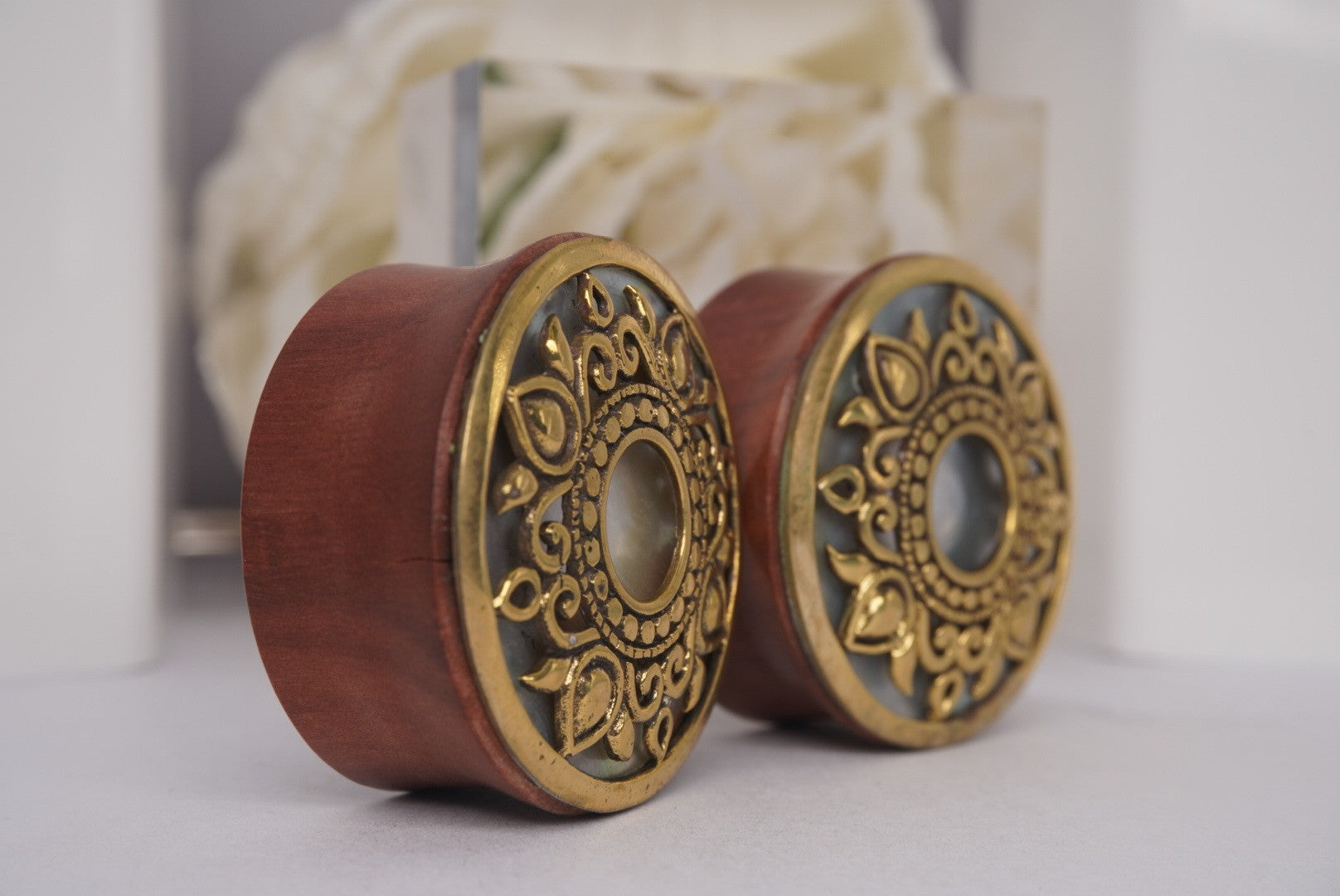 Philomena- Brass with Mother of Pearl