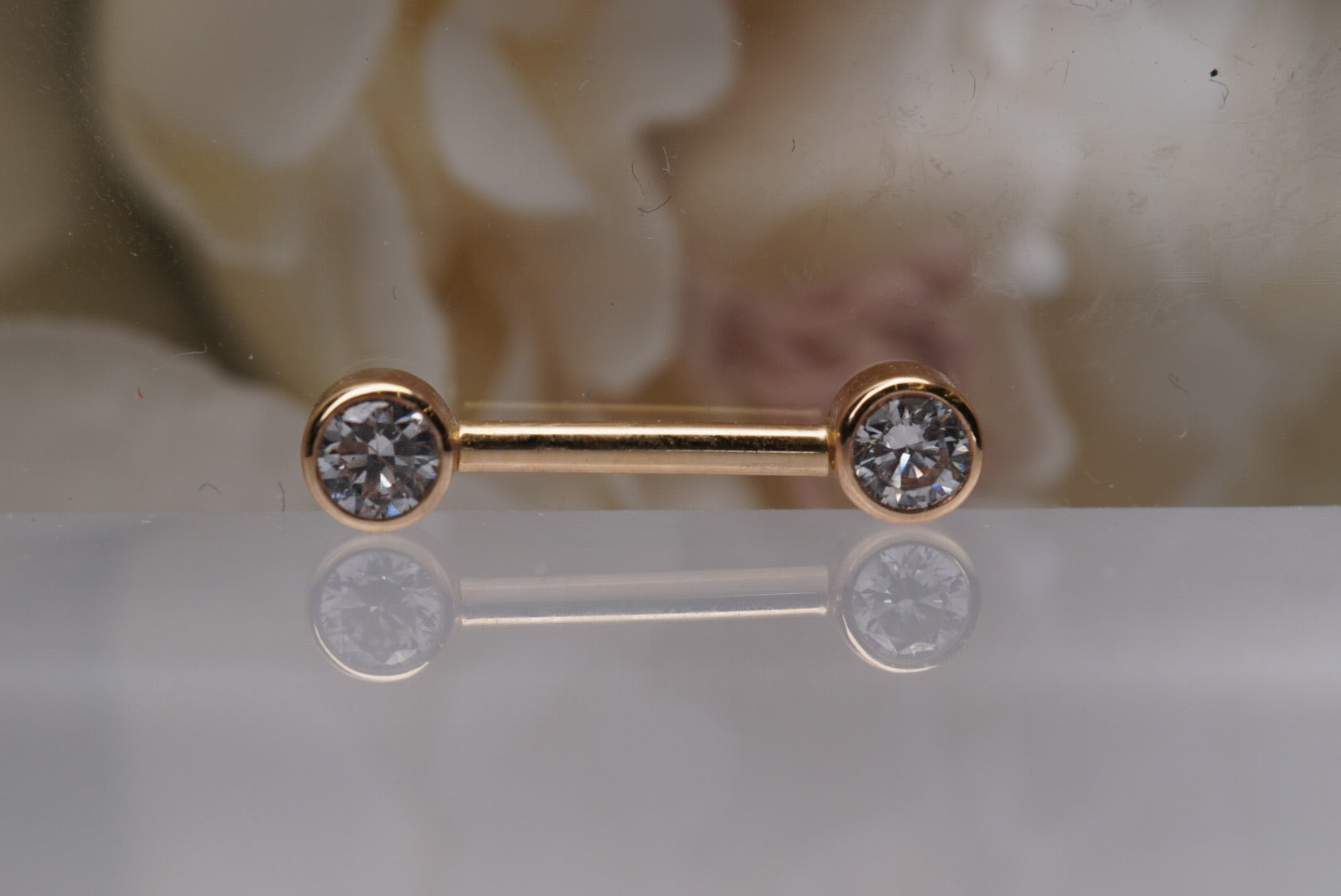 Gold Barbell with Crystals