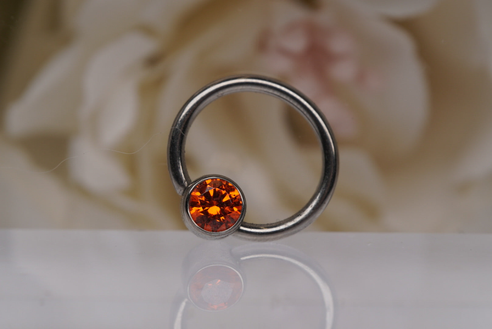 Captive Bead with Orange Crystal
