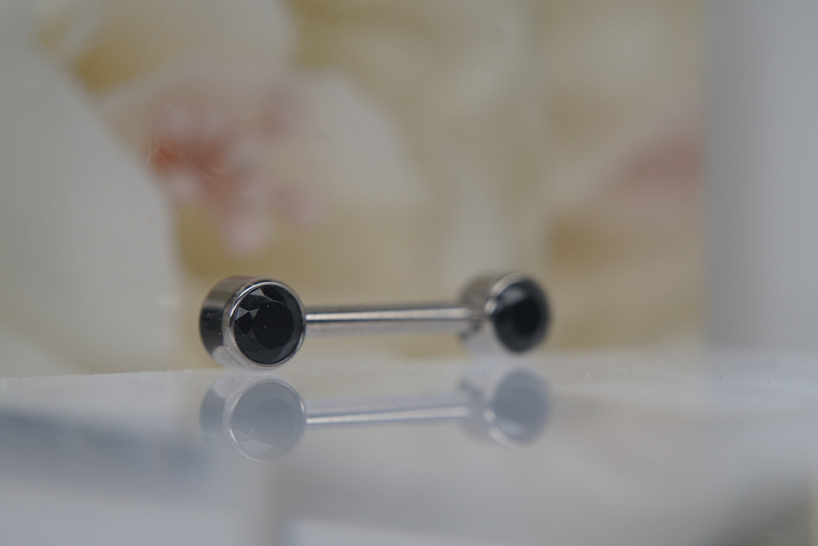 Black Crystal Bezel Nipple Barbell in 14g