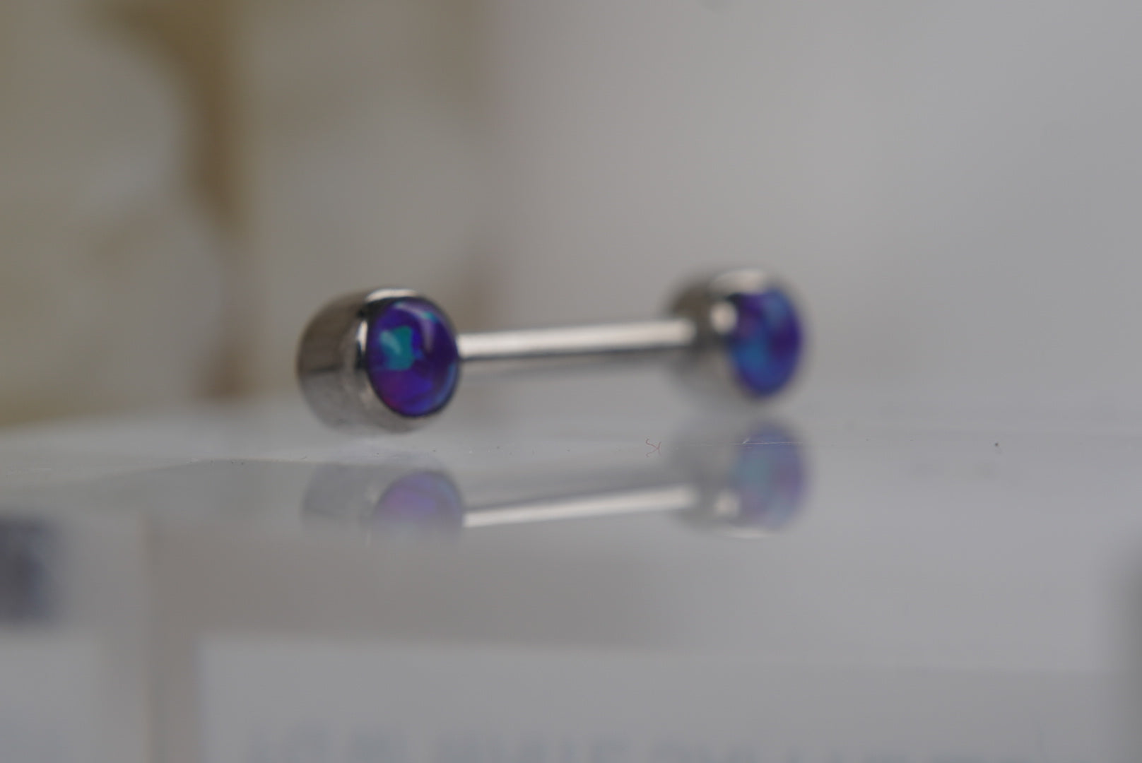 Sleepy Lavender Opal Bezel Nipple Barbell in 14g