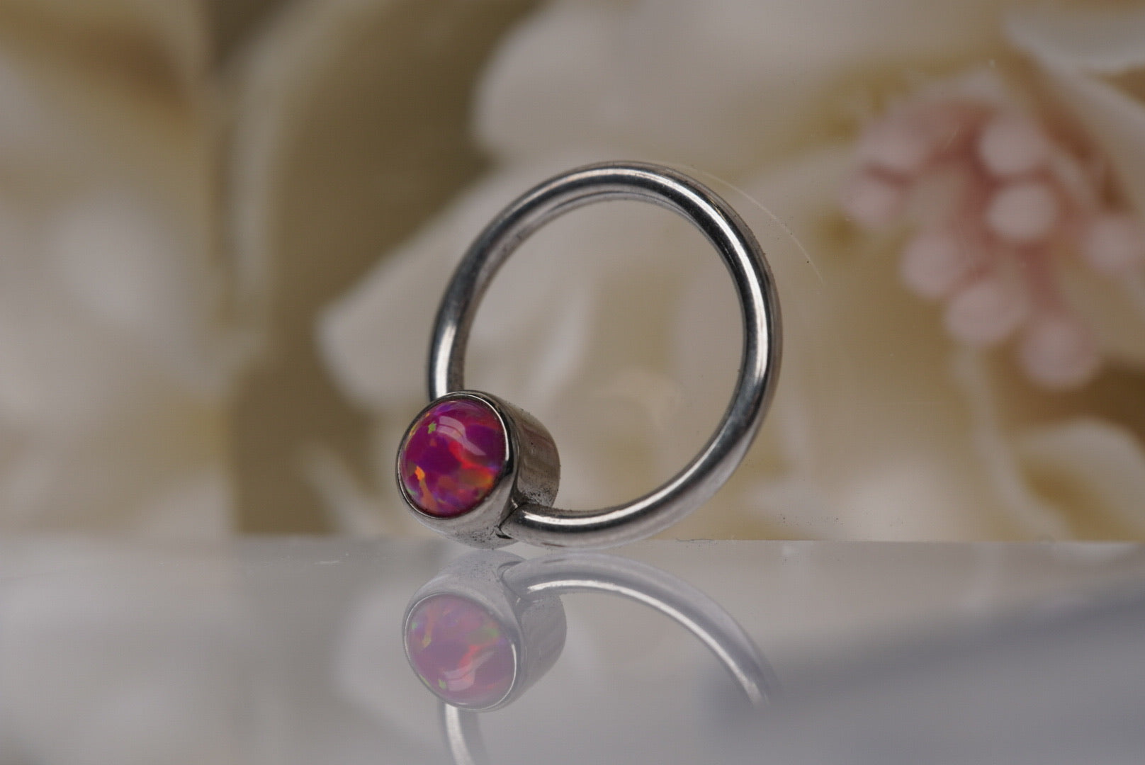 4mm Captive Bead with Magenta Opal