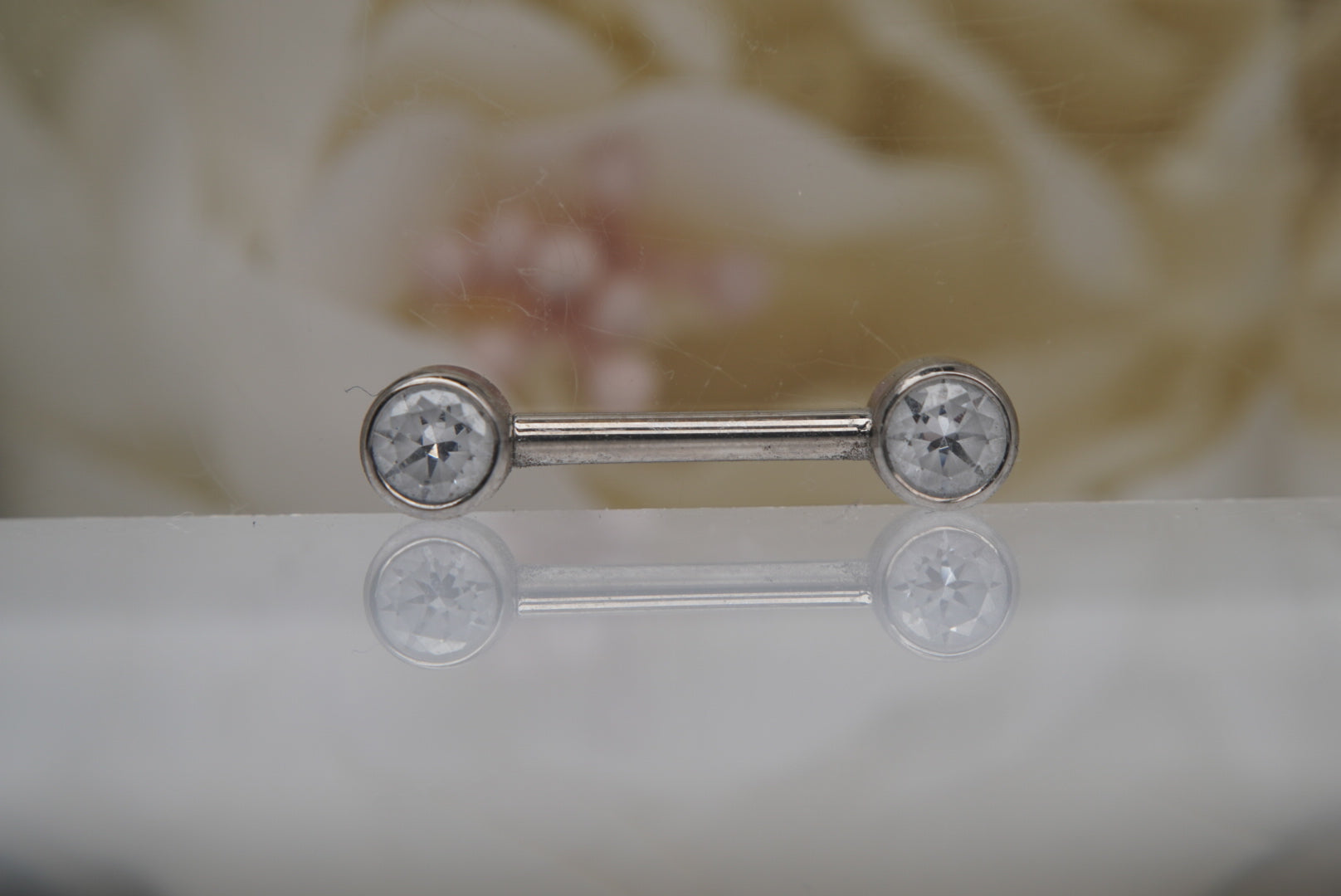 Geo Star Crystal Bezel Nipple Barbell in 14g