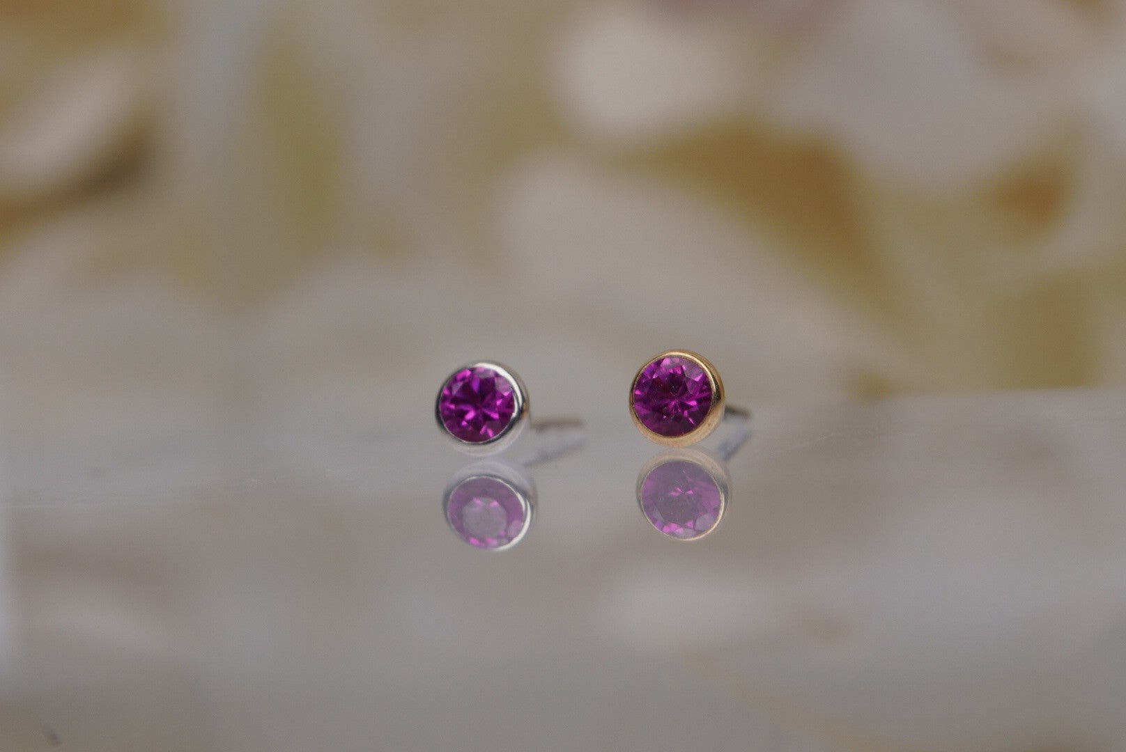 Hot Pink Crystal in Gold- 2mm