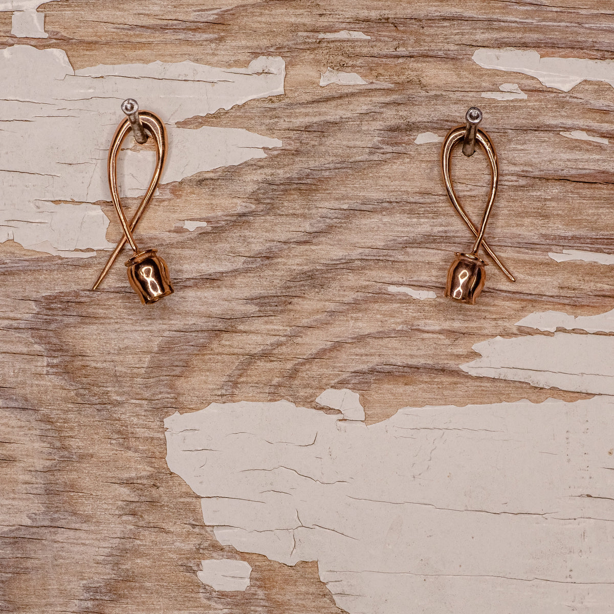 Tawapa "Rose Bud" Dangle Rose Gold Plated, side view