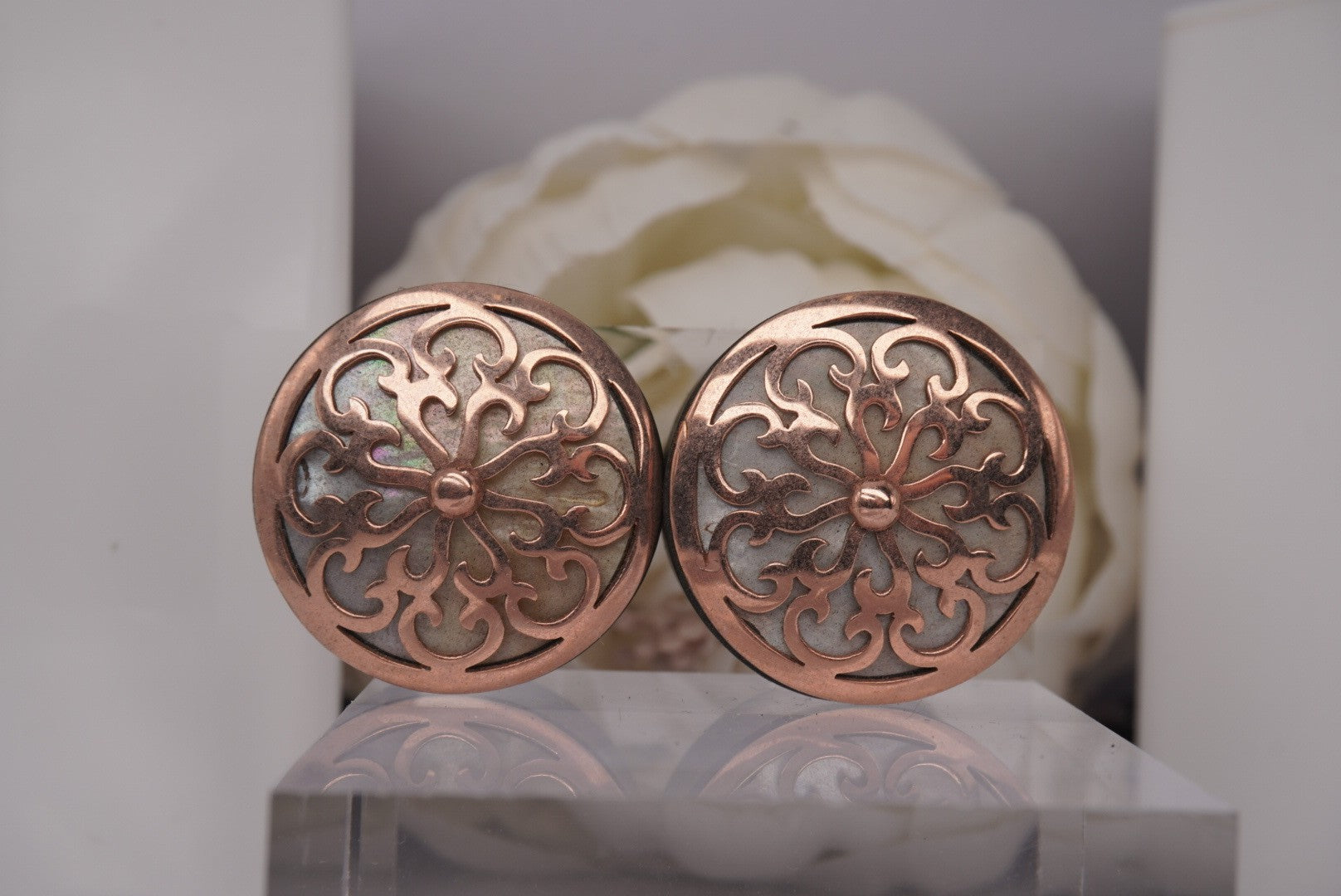 1 1/8" Idol- Rose Gold Plated with Mother of Pearl