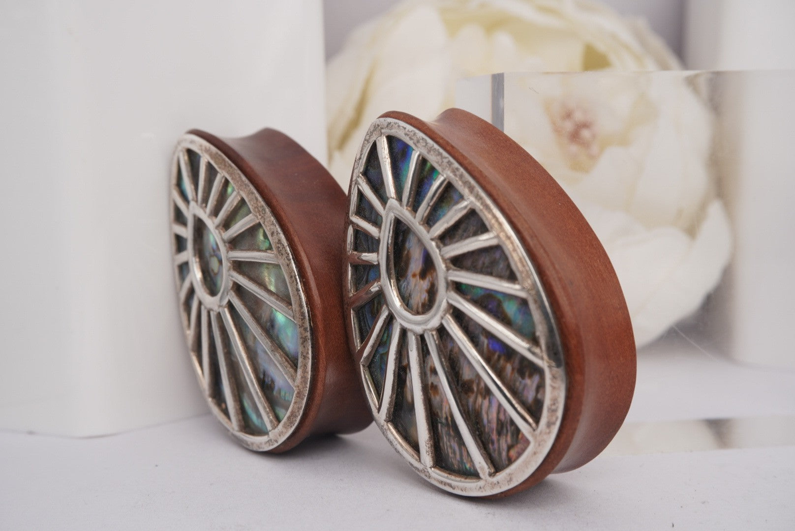 Beam Teardrop- Silver Plated with Abalone