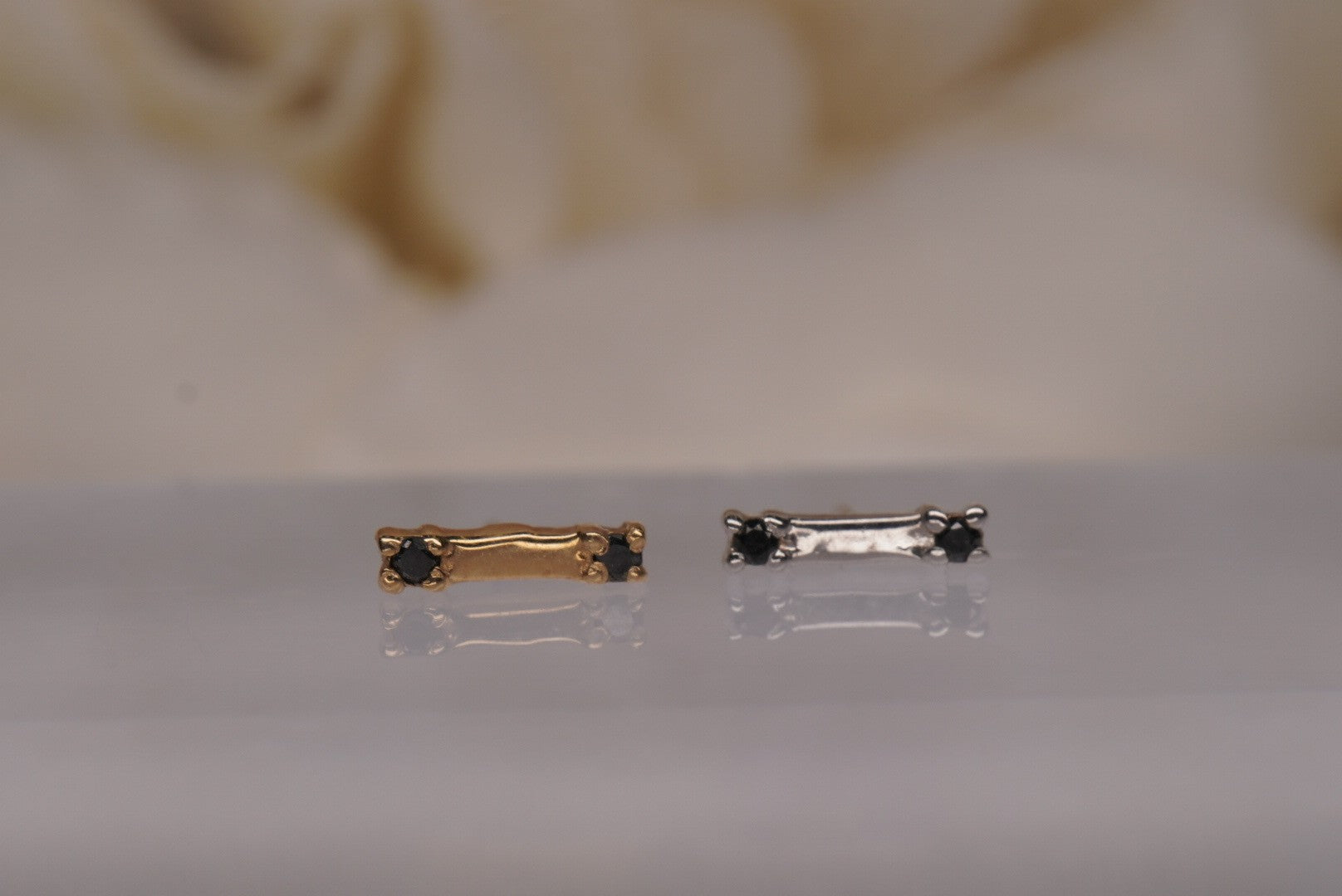 Beam in Gold- Genuine Black Diamonds