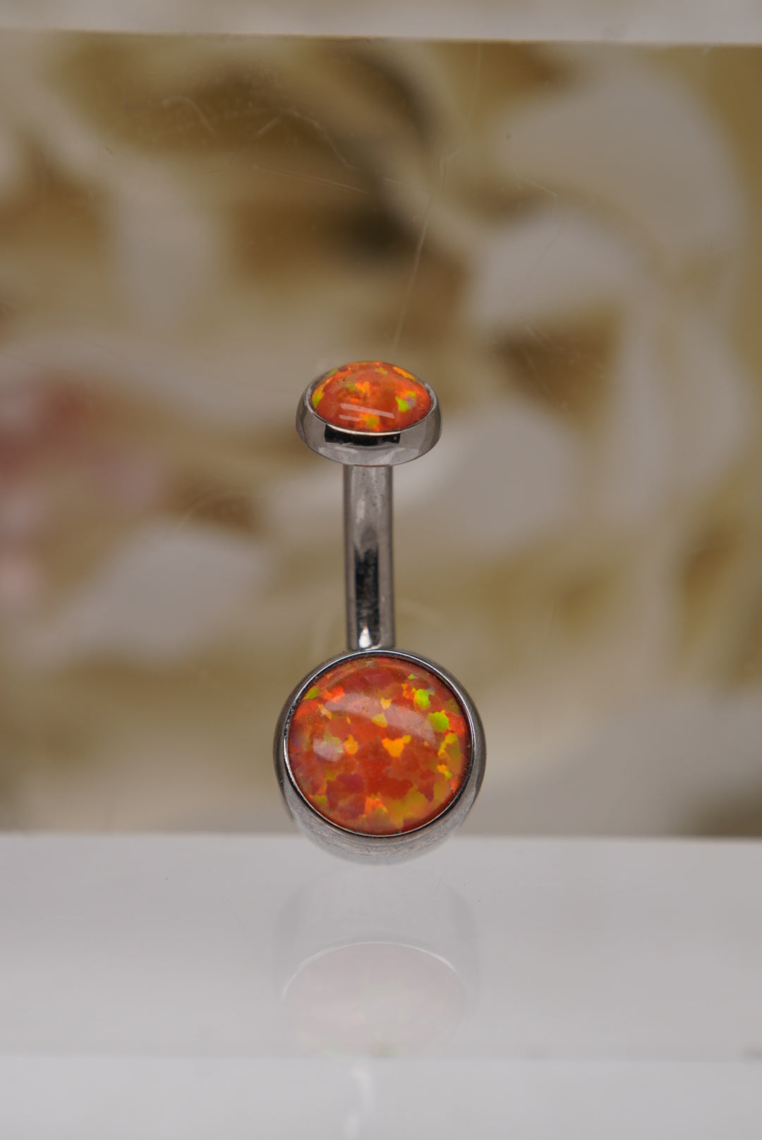 Fire Orange Opal Navel in a Bezel Setting (4mm/6mm)