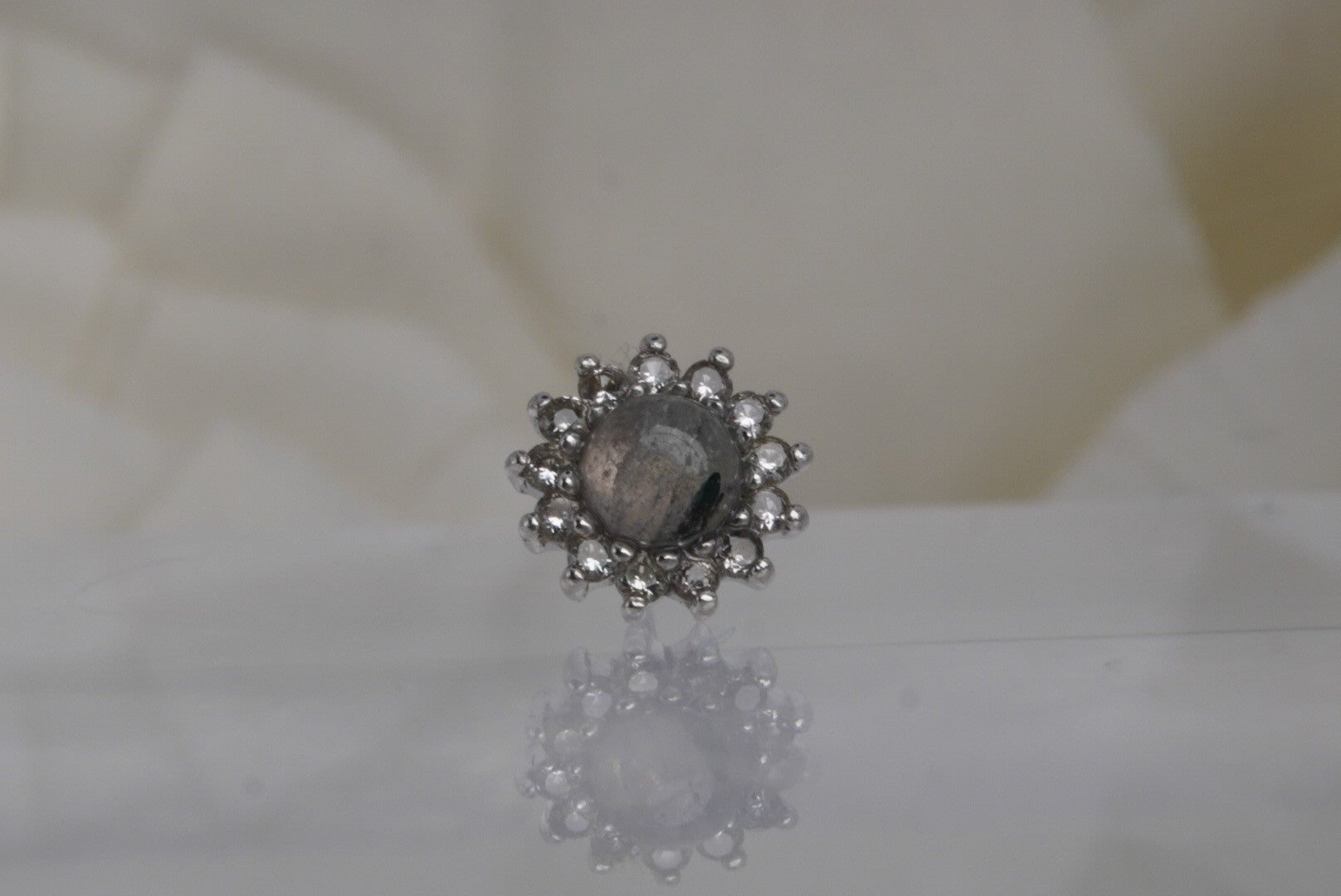 Delphine w/ Tourmalated Quartz & White Sapphire