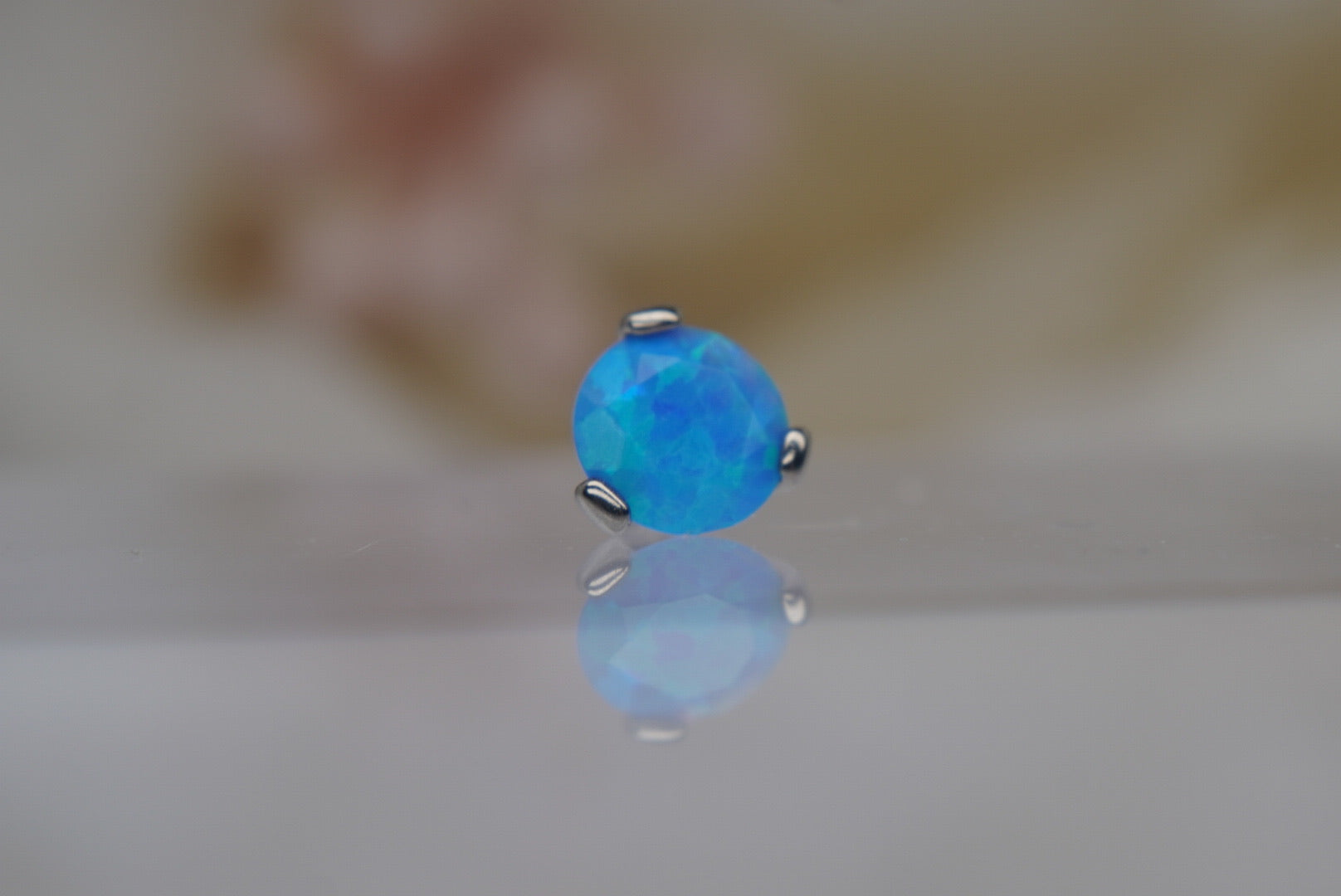 4mm Capri Blue Opal Faceted Prong- 16/18g