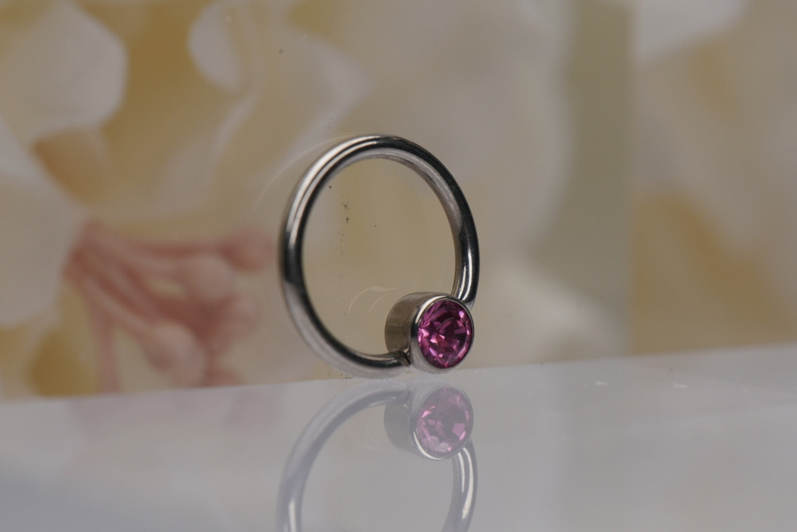 Captive Bead with Special Pink Crystal