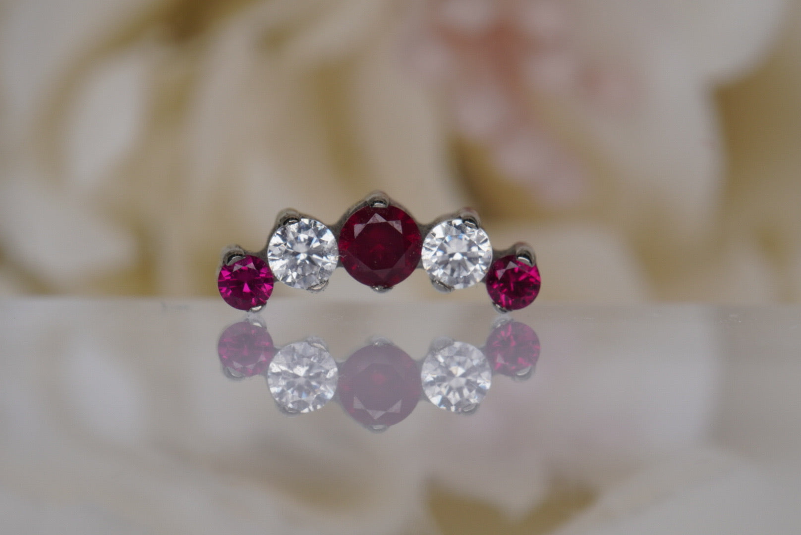 Dark Ruby Red & White Crystal Prium- 12/14g