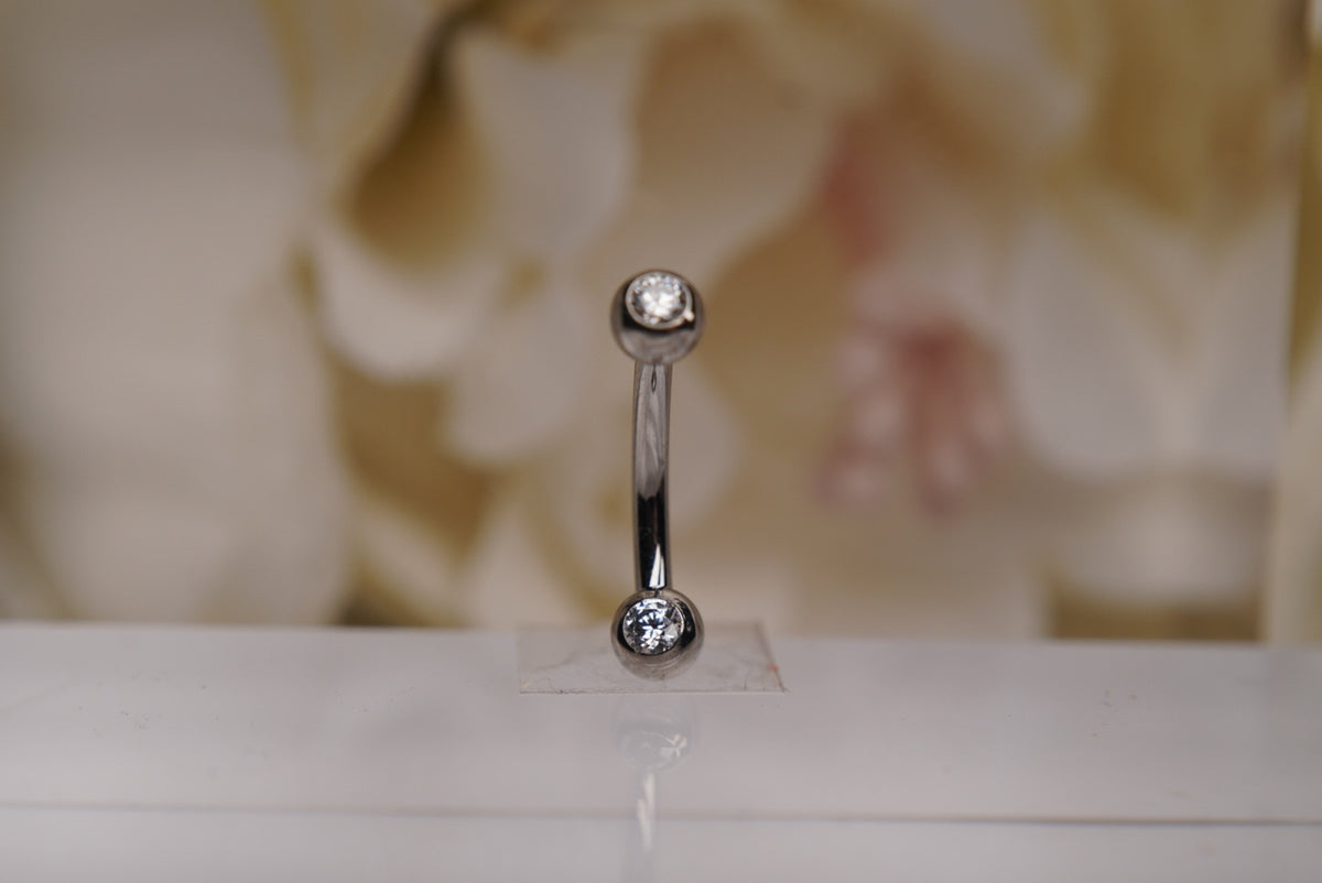 2-Gem Curved Barbell in Various Colors