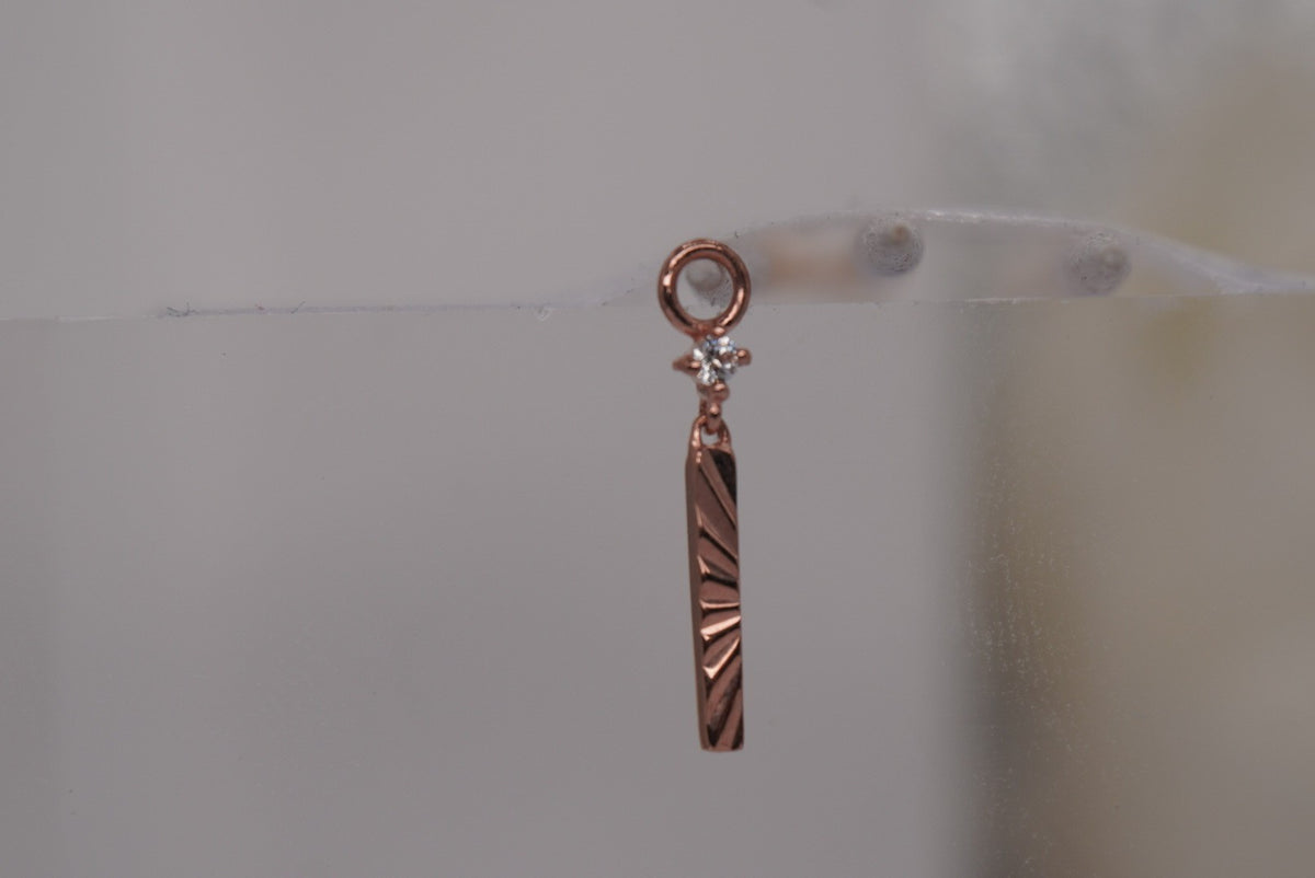 Buddha Jewelry Organics 14k Gold 2.5x14mm "Labyrinth" Charm with crystals in rose gold