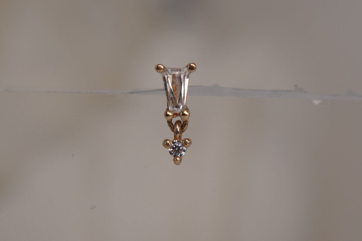 Buddha Jewelry Organics 14k 7x3mm "Yves" with Crystals dangle in yellow gold