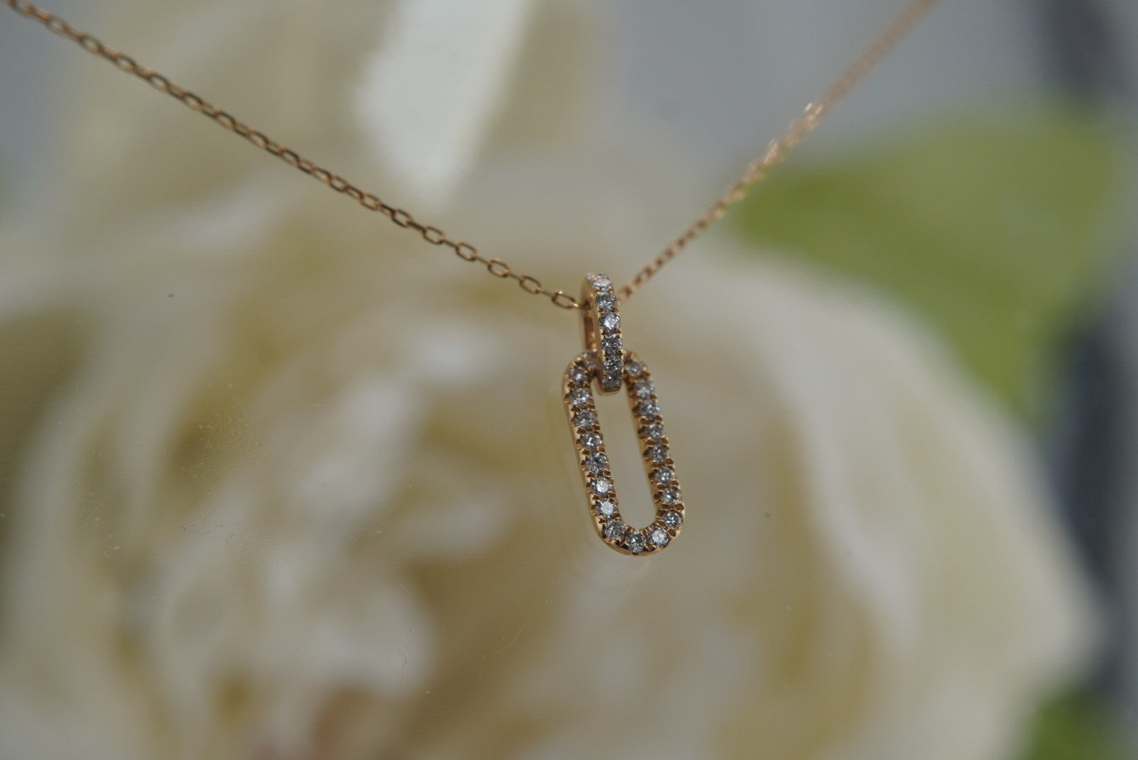 Link Necklace with GENUINE DIAMONDS in Yellow Gold